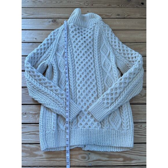 Vintage Inishowen Ireland Hand Knit Wool Cardigan Size Large Women’s Ivory - Picture 5 of 7